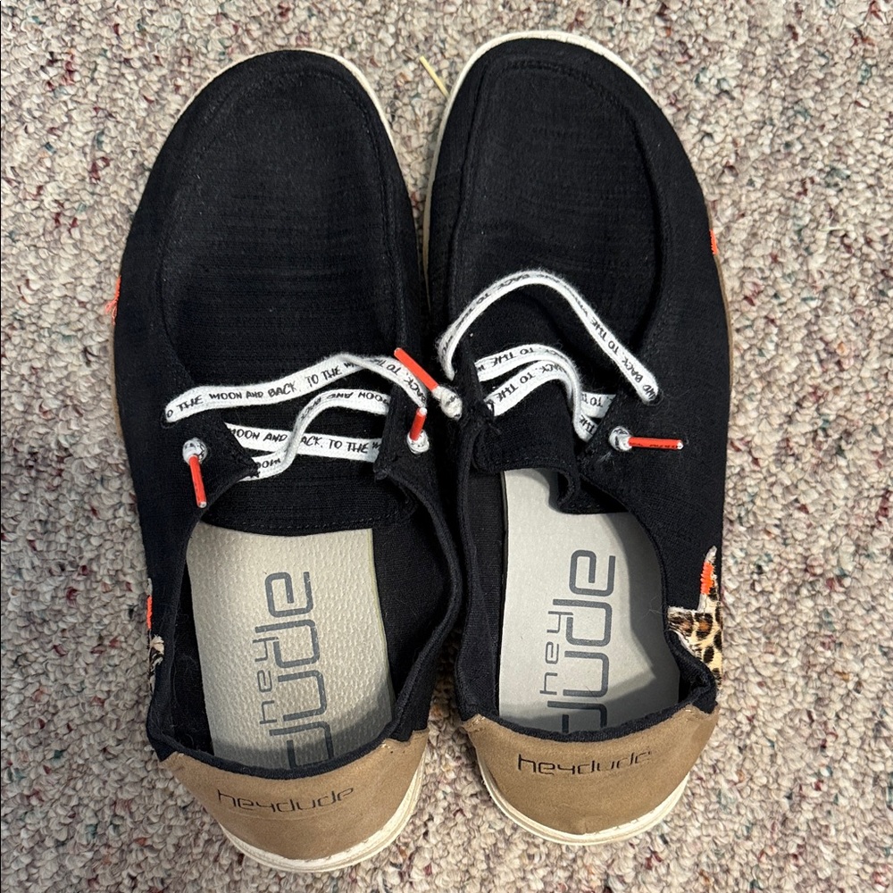 Hey Dude Women's "to the moon and back" Black and Brown Slip-Ons